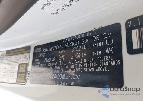 2021 Kia Forte Lxs из США, поврежденный, VIN 3KPF24AD0ME276057